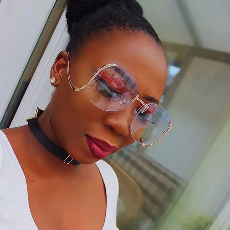 New 2017 Oversized Eyeglasses Eyewear Women Sunglasses Curved Mirror Leg Personality Style Gradient Classic Optics Metal Rimless
New 2017 Oversized Eyeglasses Eyewear Women Sunglasses Curved Mirror Leg Personality Style Gradient Classic Optics Metal Rimless
