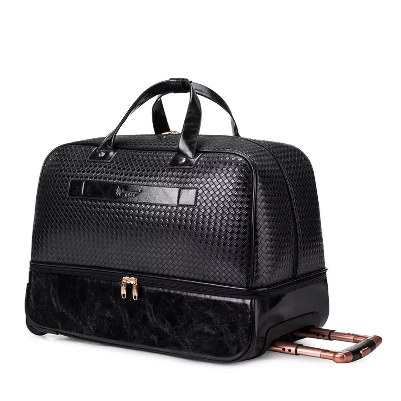 Fashion high quality PU trolley suitcase bag women large capacity portable rolling luggage men carry on business travel handbag 
Fashion high quality PU trolley suitcase bag women large capacity portable rolling luggage men carry on business travel handbag