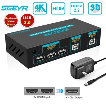 SGEYR HDMI 4K Ultra HD 2x1 HDMI KVM Switch 3840x2160@60Hz 4:4:4 Supports USB 2.0 Device Control up to 2 Computers/Servers/DVR
SGEYR HDMI 4K Ultra HD 2x1 HDMI KVM Switch 3840x2160@60Hz 4:4:4 Supports USB 2.0 Device Control up to 2 Computers/Servers/DVR