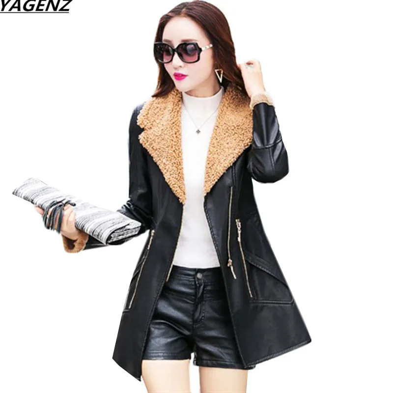 Female Leather Jacket 2017 New Fashion Autumn Winter Coat PU Leather Thick Lambswool Coat Slim Large Size Women Tops YAGENZ K661
Female Leather Jacket 2017 New Fashion Autumn Winter Coat PU Leather Thick Lambswool Coat Slim Large Size Women Tops YAGENZ K661