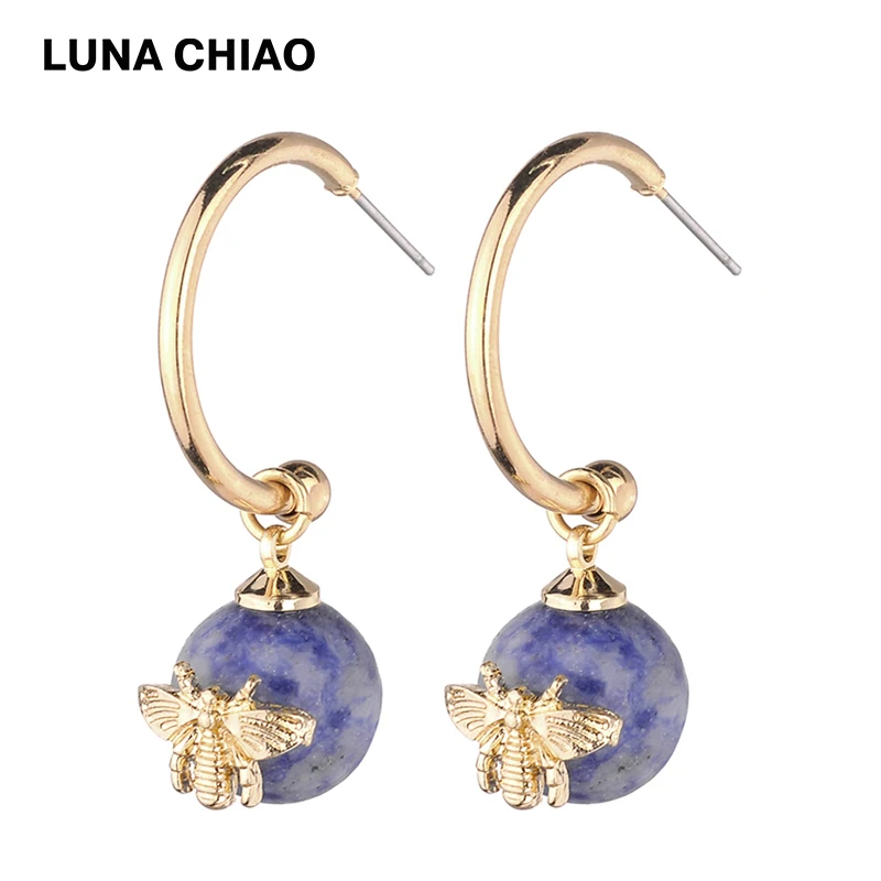 LUNA CHIAO Gold Color Fashion Semi-Precious Stone Beads Bee Insects Drop Earrings for Women
LUNA CHIAO Gold Color Fashion Semi-Precious Stone Beads Bee Insects Drop Earrings for Women