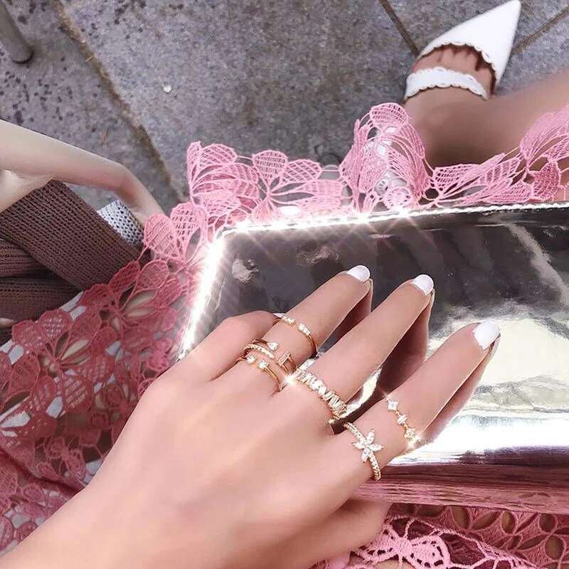 High quality fine 925 Sterling Silver Round & Square Dazzling CZ Open Finger Ring Adjust ring Women Wedding Engagement Jewelry
High quality fine 925 Sterling Silver Round & Square Dazzling CZ Open Finger Ring Adjust ring Women Wedding Engagement Jewelry