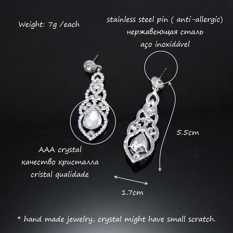 Fashion Vintage Mariage Cristal Strass Dangle Drop Chandelier Boucles d/'oreilles Cadeaux