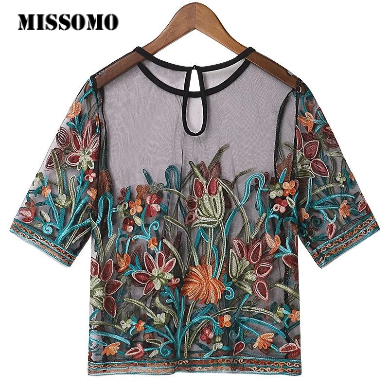 MISSOMO T shirt women tops Ladies Short Sleeve Mesh Round Neck Embroidery vintage Mesh Top summer korean clothes women tshirt 7
MISSOMO T shirt women tops Ladies Short Sleeve Mesh Round Neck Embroidery vintage Mesh Top summer korean clothes women tshirt 7