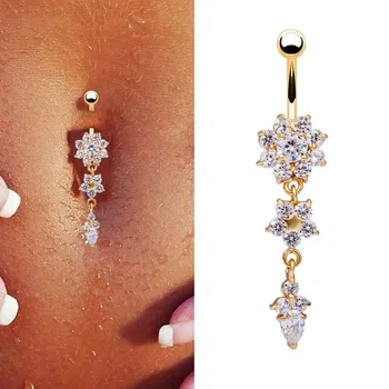 1 pc Hot Medical Steel Crystal Rhinestone Flower Belly Button Ring Dangle Navel Women Gold Silver Plated Body Piercing Jewelry
1 pc Hot Medical Steel Crystal Rhinestone Flower Belly Button Ring Dangle Navel Women Gold Silver Plated Body Piercing Jewelry