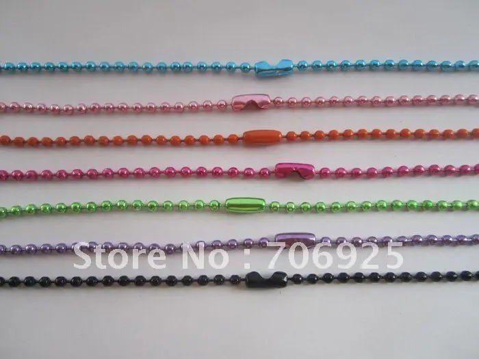 Free shipping Wholesale Retail 100pcs/lot 2.4mm 27inch Mixed color (7 color)ball necklace chain with matching connector
Free shipping Wholesale Retail 100pcs/lot 2.4mm 27inch Mixed color (7 color)ball necklace chain with matching connector