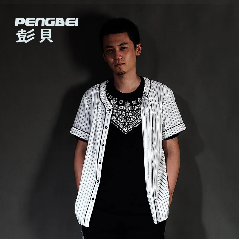 Blusas Roupas Femininas 2015 Summer baseball shirts male stripe short-sleeve shirt hiphop Rap Punk uniform shirt Loose Blouse
Blusas Roupas Femininas 2015 Summer baseball shirts male stripe short-sleeve shirt hiphop Rap Punk uniform shirt Loose Blouse