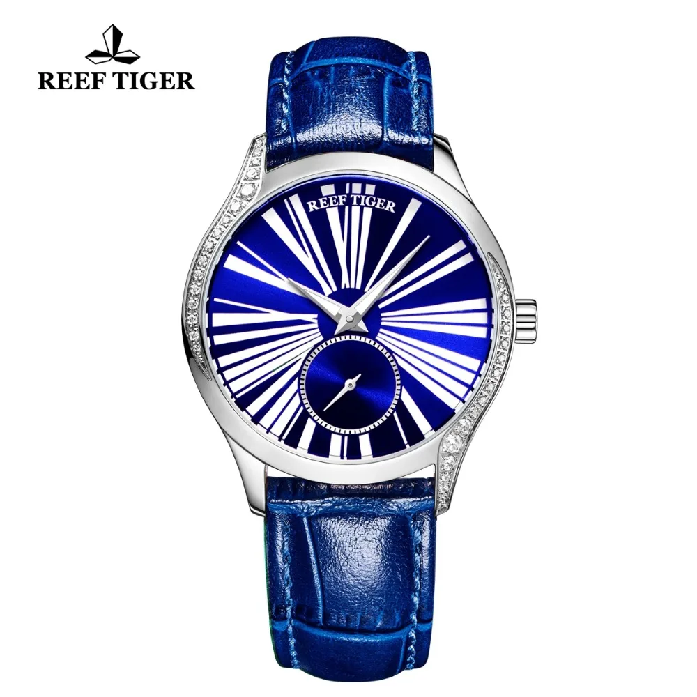 Reef Tiger/RT Ultra Thin Ladies Luxury Watch Blue Dial Leather Strap Automatic Watch Ladies Gifts Clock Relogio Feminino RGA1561
Reef Tiger/RT Ultra Thin Ladies Luxury Watch Blue Dial Leather Strap Automatic Watch Ladies Gifts Clock Relogio Feminino RGA1561