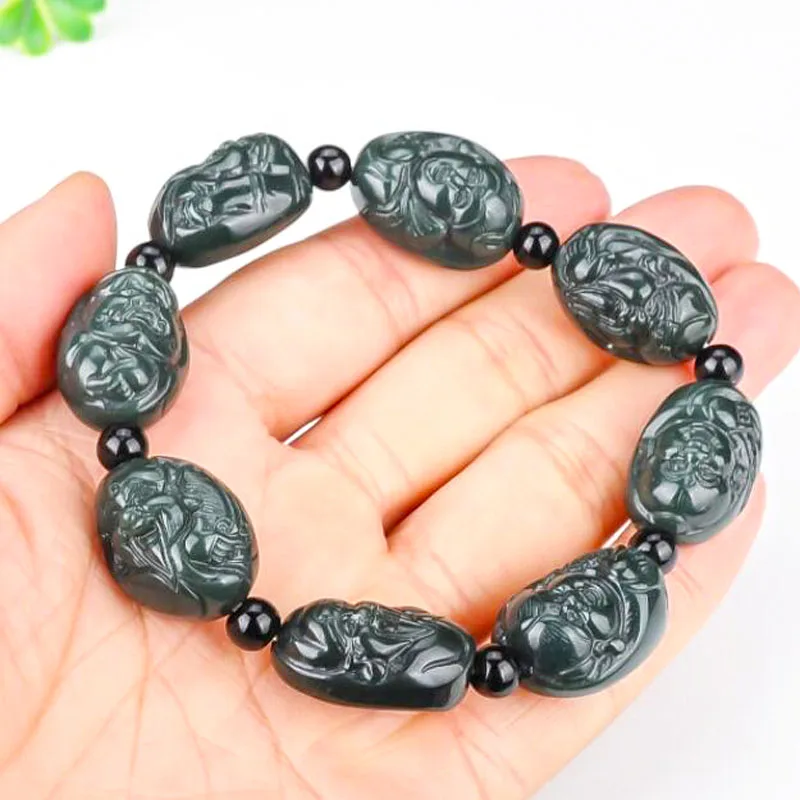 Natural HETIAN Qing jade Bracelets carved Beads Bracelets Bangles Gift Men's Jades Jewelry
Natural HETIAN Qing jade Bracelets carved Beads Bracelets Bangles Gift Men's Jades Jewelry
