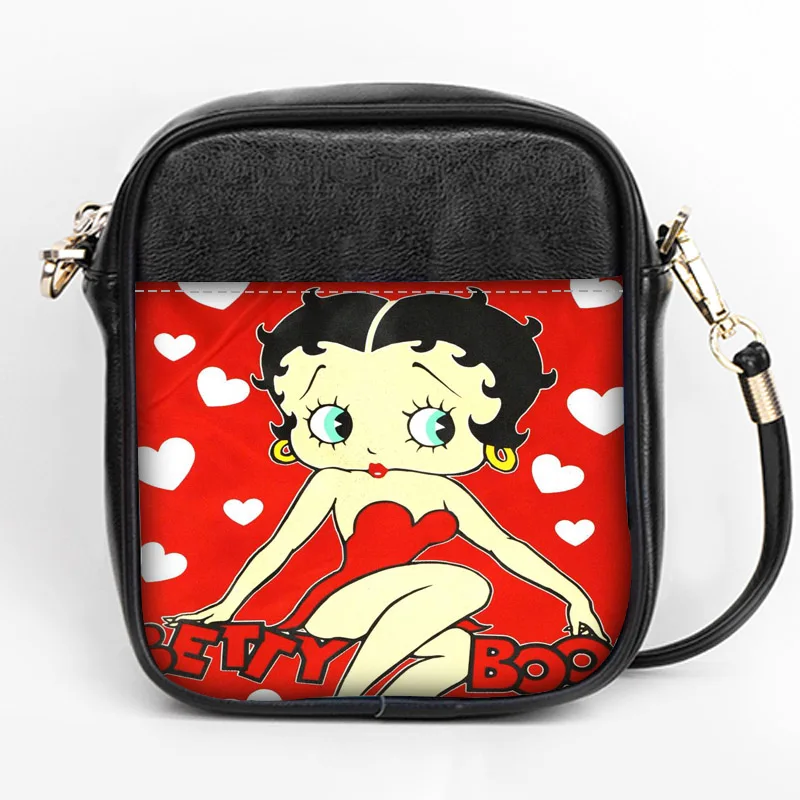 Betty Boop School Backpack All Over Print 16/" Large Book Bag Black Hearts