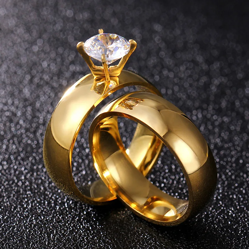 Silver Gold Color Cut Cubic Zirconia Couples Rings Stainless Steel Wedding Ring Set for Women and Men Party Jewelry Wholesale
Silver Gold Color Cut Cubic Zirconia Couples Rings Stainless Steel Wedding Ring Set for Women and Men Party Jewelry Wholesale
