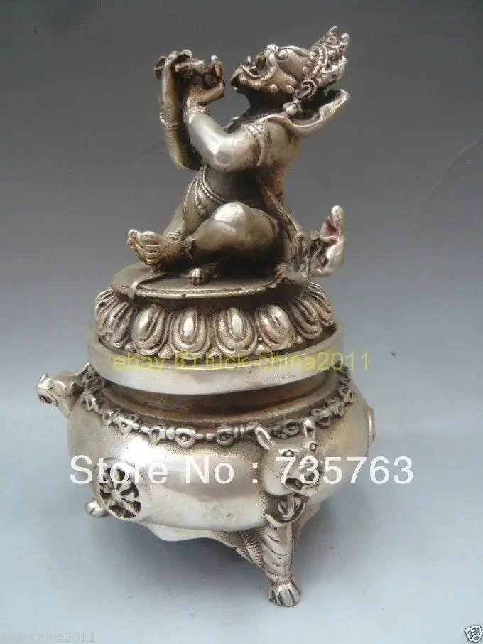 xiuli 00463 Collectable Tibet Handmade Old Brass Plated Silver Dzambala Incense Burner
xiuli 00463 Collectable Tibet Handmade Old Brass Plated Silver Dzambala Incense Burner