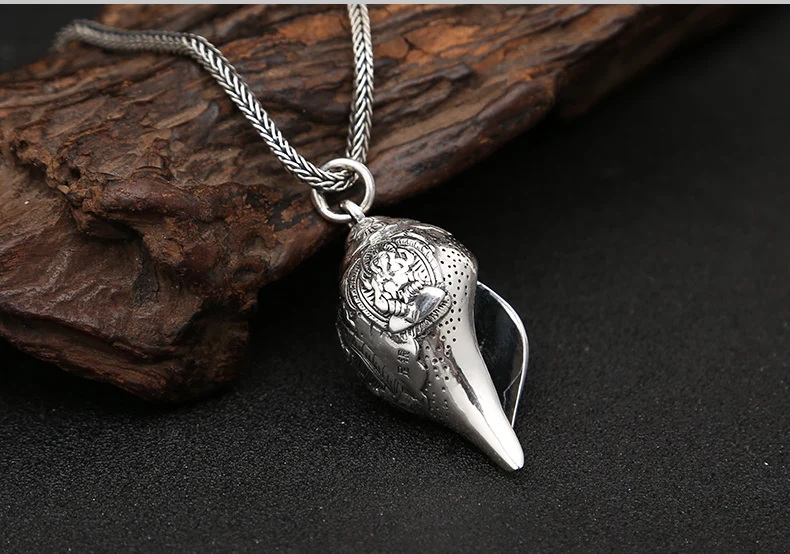 100% Pure Silver Buddhist Ganesh Buddha pendant good luck Wealth ...
