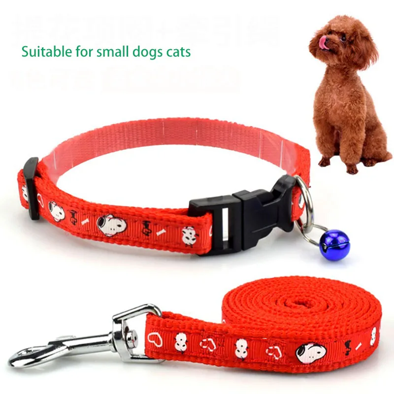 

Super Cheap Pet Dog Collar Leash Set Width 1.0cm Collar for Small Medium Dogs Cats Cute Collar with Bell Dogs Lead Rope