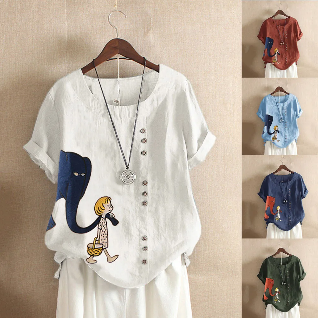 White Blouse Women Casual Plus Size O-Neck Printed Loose Button Tunic Shirt Blouse Tops Blusas Chemise Femme
White Blouse Women Casual Plus Size O-Neck Printed Loose Button Tunic Shirt Blouse Tops Blusas Chemise Femme