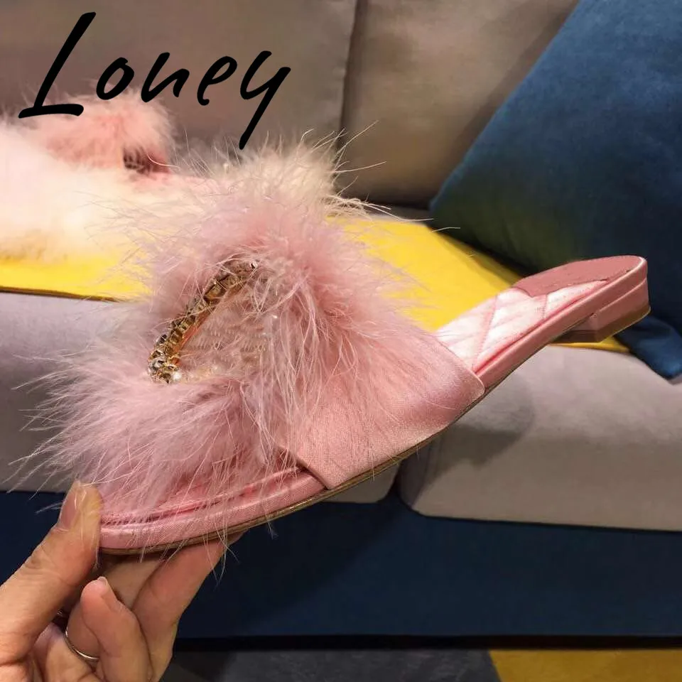 Loney New Brand Designer Satin Real Fur Women Summer Spring Slippers Open Toe Low Heel Crystal Beading Slippers Shoes Women
Loney New Brand Designer Satin Real Fur Women Summer Spring Slippers Open Toe Low Heel Crystal Beading Slippers Shoes Women