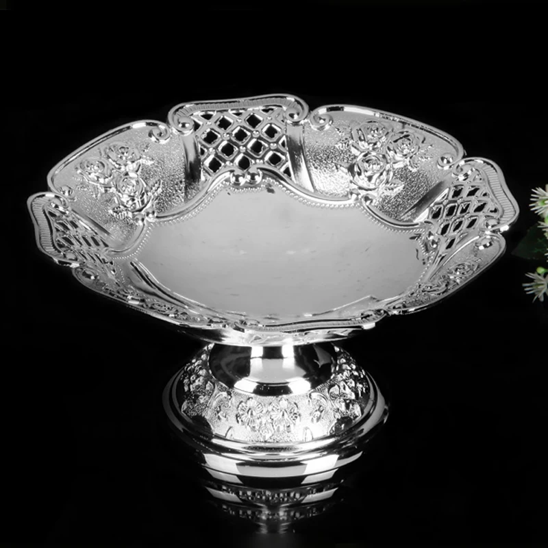 Shiny Silver Plating with Rose Flower Design Home Tabletop Decor Round Metal Alloy Storage Tray Serving Fruit Bowl 18cm
Shiny Silver Plating with Rose Flower Design Home Tabletop Decor Round Metal Alloy Storage Tray Serving Fruit Bowl 18cm