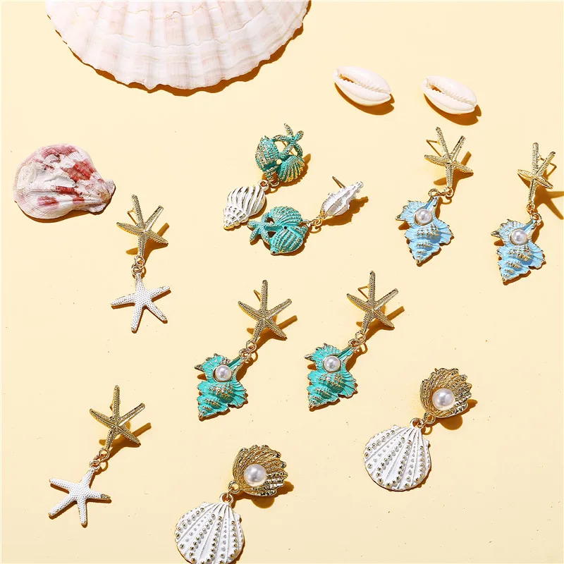 IF YOU Boho Beach Conch Sea Shell Earrings for Women Fashion Ocean Starfish Cowrie Hanging Drop Statement pearl Earrings Jewelry
IF YOU Boho Beach Conch Sea Shell Earrings for Women Fashion Ocean Starfish Cowrie Hanging Drop Statement pearl Earrings Jewelry