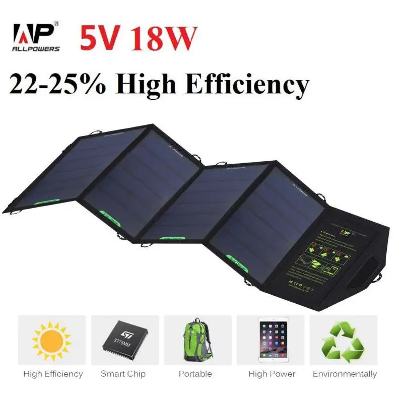 ALLPOWERS 5 V 18 Вт Sunpower Солнечное Зарядное Устройство Dual USB Порт Складной Портативный