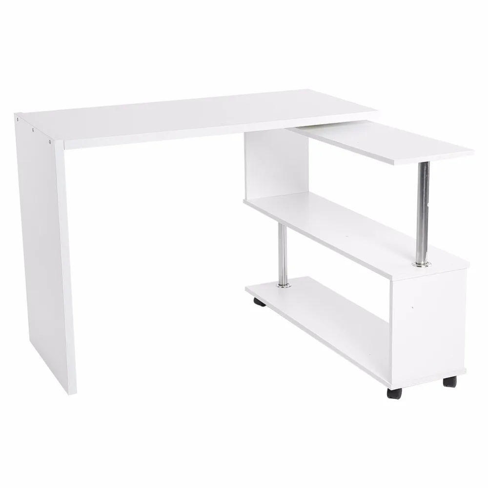 360 Degree Rotatable Adjustable Corner Computer Office Dual tabletop L-shape Desk With Book Shelves
360 Degree Rotatable Adjustable Corner Computer Office Dual tabletop L-shape Desk With Book Shelves