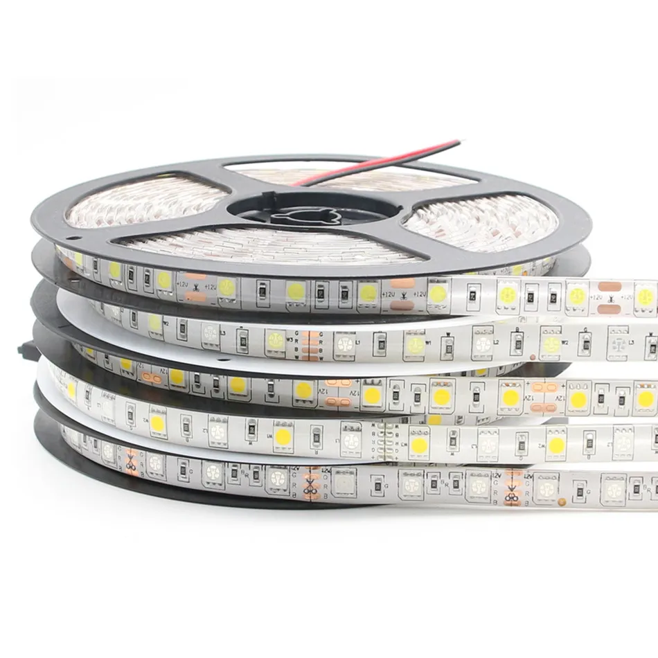 Фото LED Strip 5050 RGB lights 12V Flexible Home Decoration Lighting SMD Waterproof Tape RGB/White/Warm White/Blue/Green/Red | Освещение