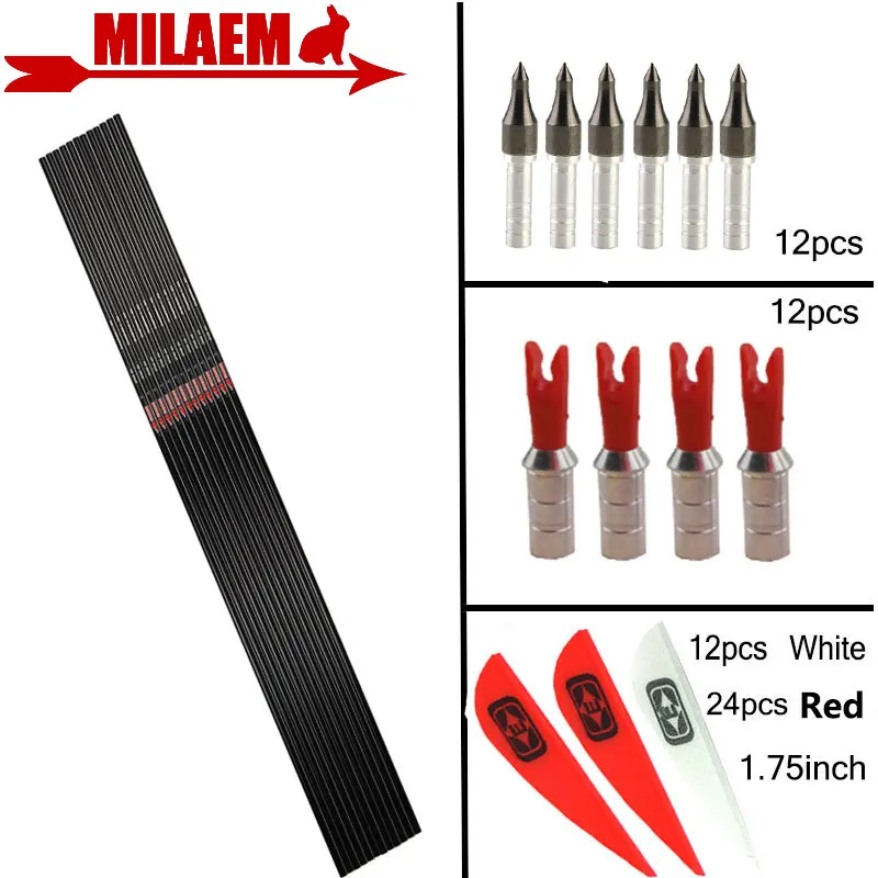 12pcs Archery Carbon Arrow DIY Arrow Shaft Pure Carbon ID6.2mm Spine 300 340 400 500 600 Recurve Bow Shooting Accessories
12pcs Archery Carbon Arrow DIY Arrow Shaft Pure Carbon ID6.2mm Spine 300 340 400 500 600 Recurve Bow Shooting Accessories
