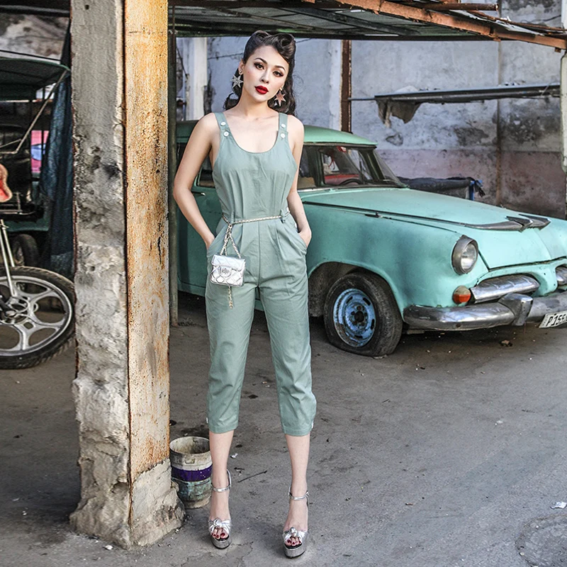 le palais vintage 2018 Summer Classic Vintage Overalls Women Stylish Side Buttons Slim Adjustable High Rise Type Long Pants
le palais vintage 2018 Summer Classic Vintage Overalls Women Stylish Side Buttons Slim Adjustable High Rise Type Long Pants