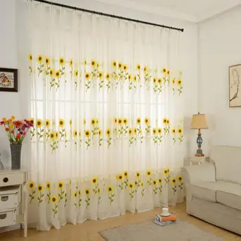 NEW Floral Sunflower Embroided Tulle Curtains For Living Room Window Home Bedroom Voile Drapes cloth Valances Voile curtain 
NEW Floral Sunflower Embroided Tulle Curtains For Living Room Window Home Bedroom Voile Drapes cloth Valances Voile curtain