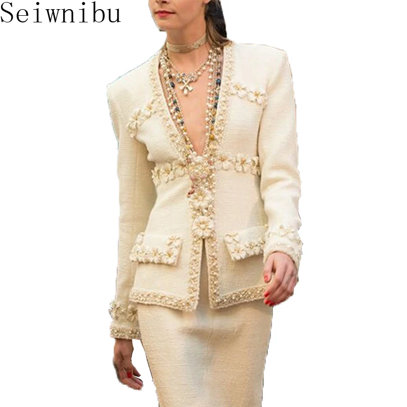 2018 spring/fall Women Deep V Neck luxury 3D Flower Beading Tweed Jacket slim coat elegant designer runway outerwear
2018 spring/fall Women Deep V Neck luxury 3D Flower Beading Tweed Jacket slim coat elegant designer runway outerwear