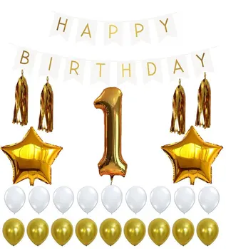1st Happy Birthday Banner Sign Number 1 Mylar Balloon Gold Tassels Latex Balloon 1st Birhtday Party Decoration Party Supplies
1st Happy Birthday Banner Sign Number 1 Mylar Balloon Gold Tassels Latex Balloon 1st Birhtday Party Decoration Party Supplies