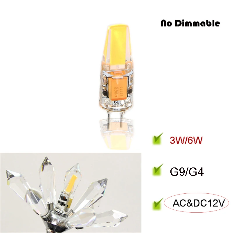 G9 LED Bulb AC12V DC12V Constant Current No Flicker LED Light bulb High bright Stable Driver COB Chip Silicon cover G4 LED light
G9 LED Bulb AC12V DC12V Constant Current No Flicker LED Light bulb High bright Stable Driver COB Chip Silicon cover G4 LED light