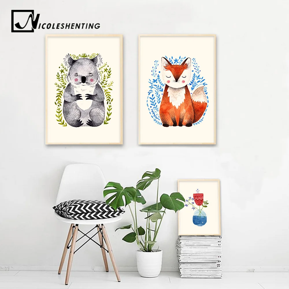 Animal Flower Koala Bear Fox Poster Wall Art Cavnas Print Painting Decorative Picture Nordic Style Kids Decoration Home Decor
Animal Flower Koala Bear Fox Poster Wall Art Cavnas Print Painting Decorative Picture Nordic Style Kids Decoration Home Decor