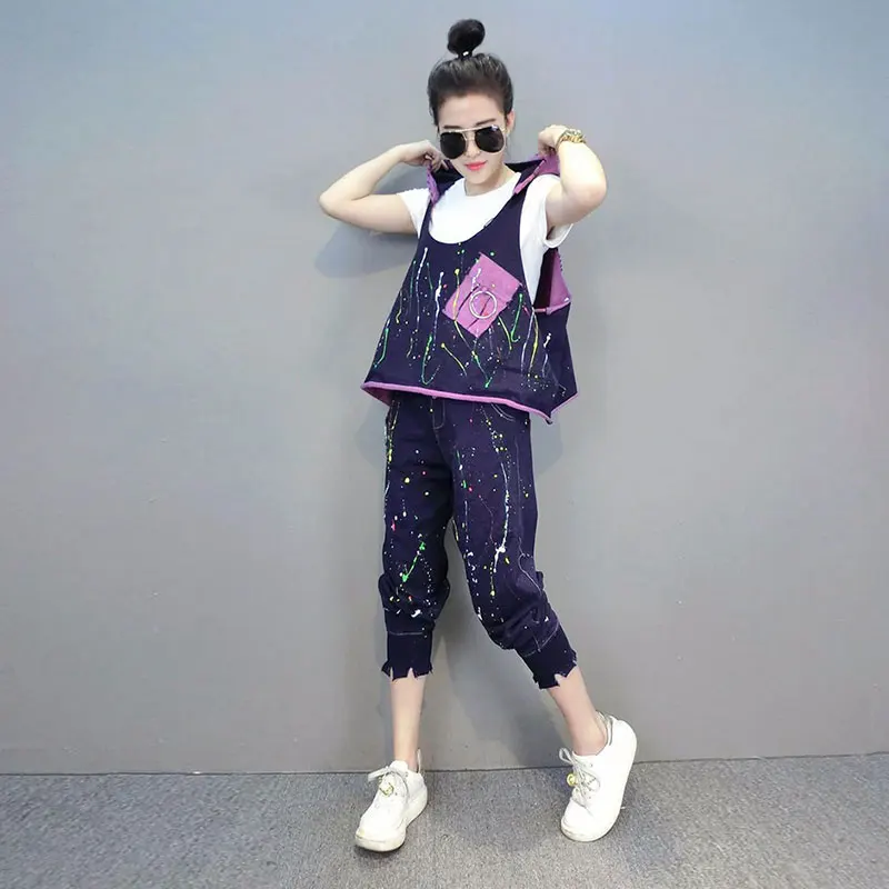 Summer Clothes For Women 2 Piece Set Streetwear Women two piece outfits Loose Hooded denim vest top and pants Plus size Set 223
Summer Clothes For Women 2 Piece Set Streetwear Women two piece outfits Loose Hooded denim vest top and pants Plus size Set 223