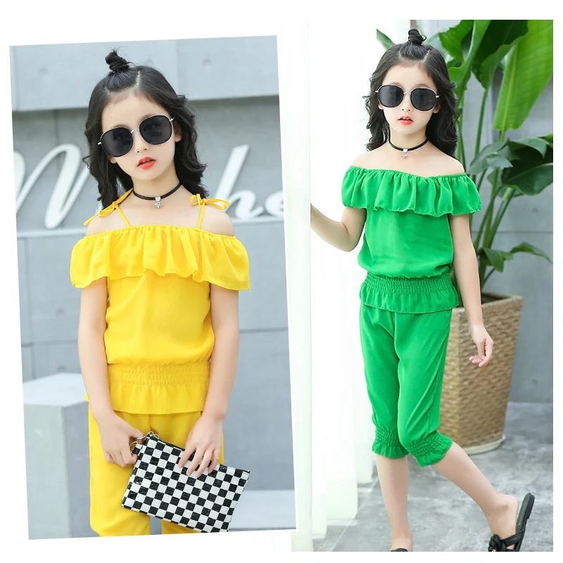 

Summer Girls Clothing Sets 2018 Fashion T-shirt And Pant Sets For Teenagers Girls School Kids Children Casual Clothes 4-13T