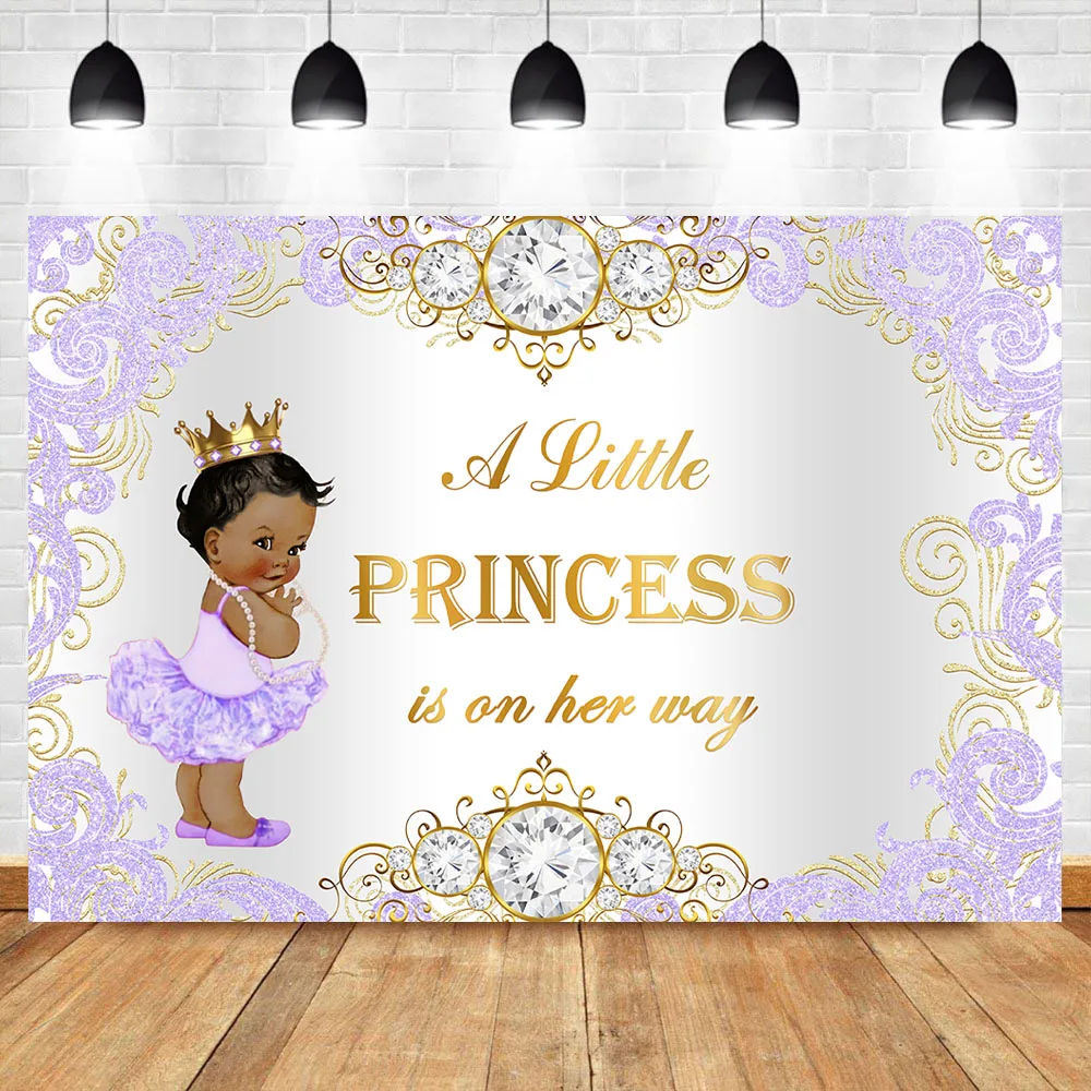 NeoBack Royal Princess Baby Shower фон с фиолетовым и серебряным бриллиантом для детского душа