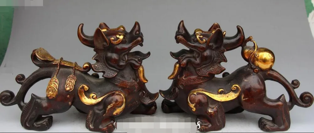 Chinese Bronze Gilt Carving Wealth Ruyi Gourd PiXiu Guardian Beast Statue Pair 
Chinese Bronze Gilt Carving Wealth Ruyi Gourd PiXiu Guardian Beast Statue Pair