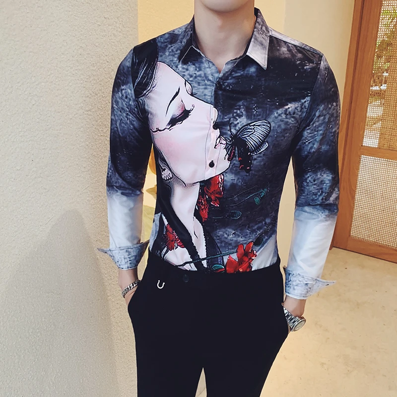 2019 Autumn Shirts Men Clothes Camisa Homem Brand Korean Fashion Girl Print Long Sleeve Shirts Male Casual Business Shirts M-3XL
2019 Autumn Shirts Men Clothes Camisa Homem Brand Korean Fashion Girl Print Long Sleeve Shirts Male Casual Business Shirts M-3XL