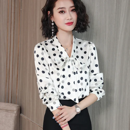Elegant office ladies satin silk shirt women's long sleeve bow polka dot silk shirt blouse tops 2019 new spring 2907
Elegant office ladies satin silk shirt women's long sleeve bow polka dot silk shirt blouse tops 2019 new spring 2907