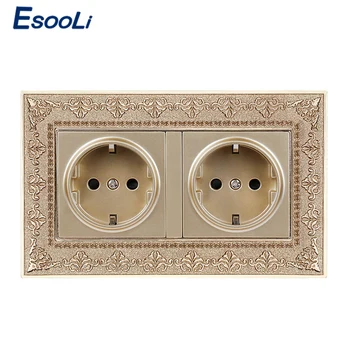 Esooli 16A Double EU Standard Power Socket 4D Embossing Retro Zinc Alloy Panel 16A Electrical Outlet 146*86 Type
Esooli 16A Double EU Standard Power Socket 4D Embossing Retro Zinc Alloy Panel 16A Electrical Outlet 146*86 Type