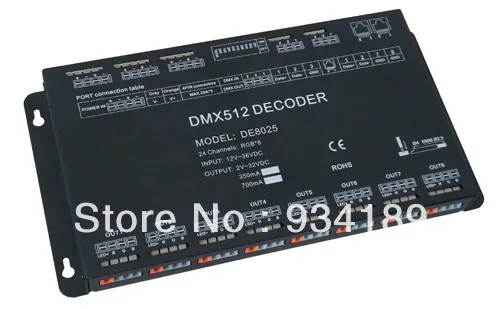 Free Shipping DMX512 Decoder, 24 Channels RGB Controller Input DC12-36V Constant Current LED Driver 350mA DE8025
Free Shipping DMX512 Decoder, 24 Channels RGB Controller Input DC12-36V Constant Current LED Driver 350mA DE8025