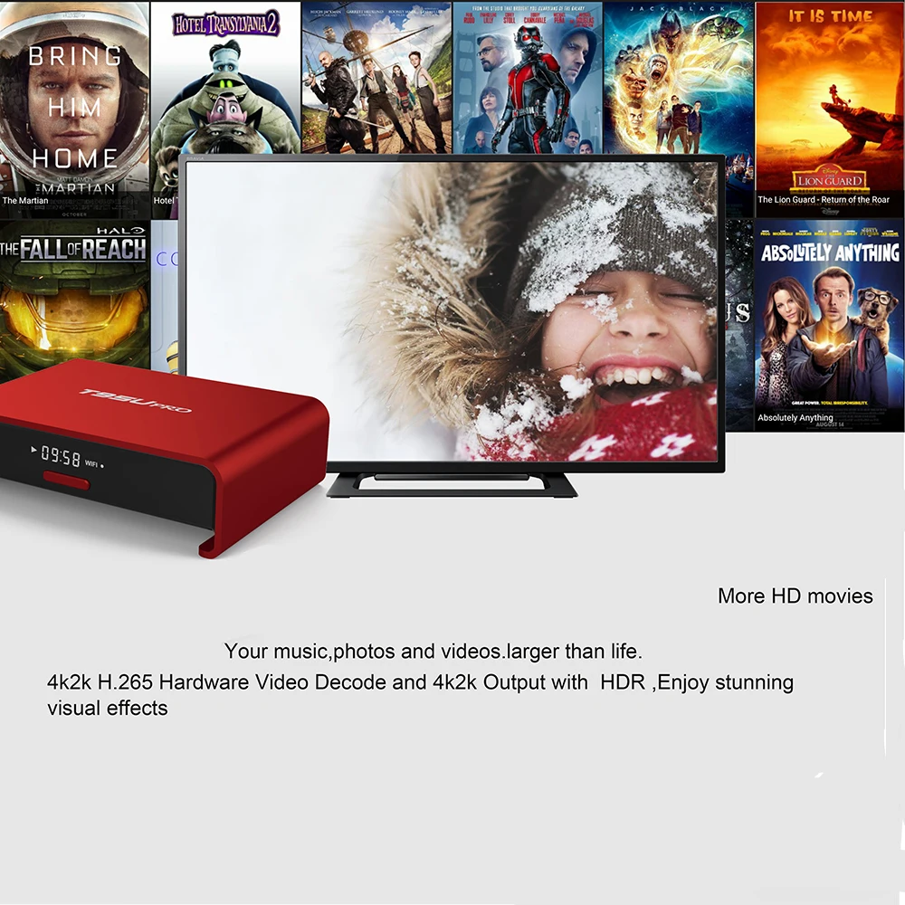 T95U pro Amlogic S912 Smart TV Box Android 6.0 2GB 16GB Octa Core TV BOX 2.4GHz Wifi 1000M Bluetooth Set Top box Media Player 2