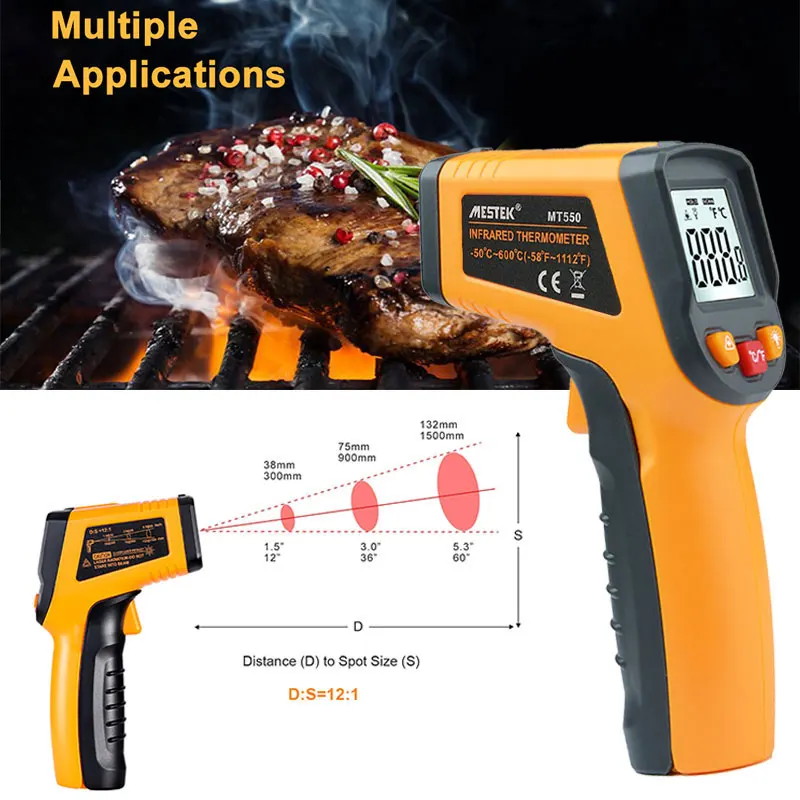 Yellow Gray Industrial Thermometer Laser Measurement Forehead Temperature Measuring Tools with LCD Health
Yellow Gray Industrial Thermometer Laser Measurement Forehead Temperature Measuring Tools with LCD Health