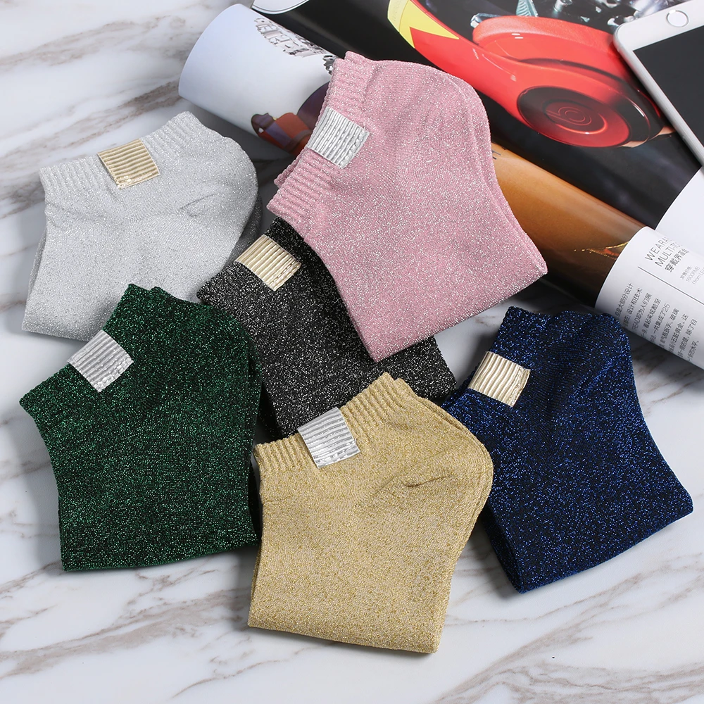 1Pair Women Glitter Socks Fashionable Silver Gold Silk Short Socks Colorful Shining Sox Shiny Calcetines Mujer Breathable Socks
1Pair Women Glitter Socks Fashionable Silver Gold Silk Short Socks Colorful Shining Sox Shiny Calcetines Mujer Breathable Socks