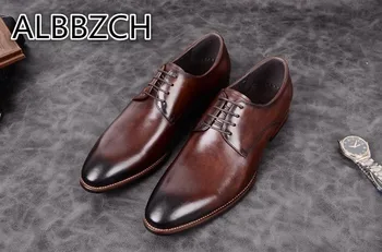 Genuine Leather Dress Men Shoes Retro Wedding Shoes Men's Pointed Toe Derby High Grade Office Work Comfortable Shoes Size 38-44
Genuine Leather Dress Men Shoes Retro Wedding Shoes Men's Pointed Toe Derby High Grade Office Work Comfortable Shoes Size 38-44