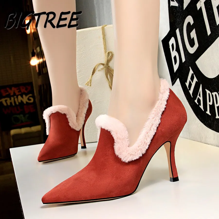 BIGTREE Women Pointed Toe High Heels Shoes Woman Pumps 2018 Fashion Sexy Party Wedding Dress Fur Flock Stilettos Single shoes
BIGTREE Women Pointed Toe High Heels Shoes Woman Pumps 2018 Fashion Sexy Party Wedding Dress Fur Flock Stilettos Single shoes