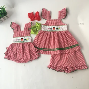 Puresun Fashion Summer Sibling Design Girls Romper Cartoon Pattern Embroidery Bubble Boy Red Gingham Boutique Jon Jon Baby Cloth
Puresun Fashion Summer Sibling Design Girls Romper Cartoon Pattern Embroidery Bubble Boy Red Gingham Boutique Jon Jon Baby Cloth