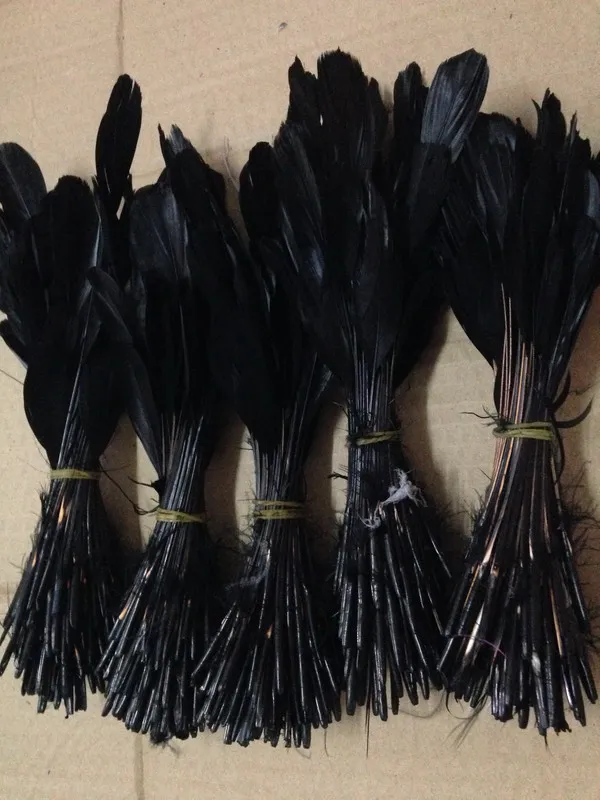12-17 см гусиное перо 100 шт./лот красивая шляпа из черных сорванных гусиных перьев