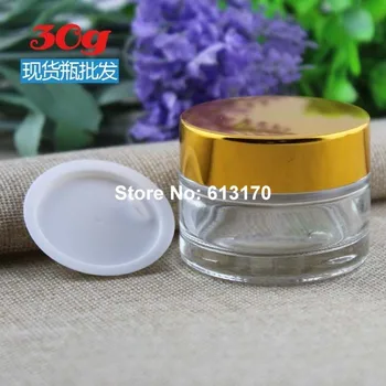 HIgh grade 30ml 30g Glass empty cream Jar with Gold lid cosmetic packing Container Clear refillable jars10pcs/lot
HIgh grade 30ml 30g Glass empty cream Jar with Gold lid cosmetic packing Container Clear refillable jars10pcs/lot
