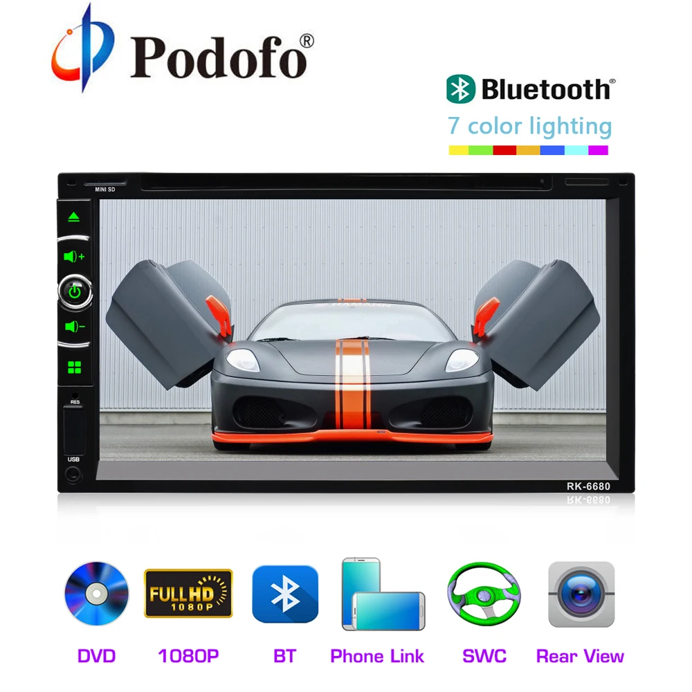 Podofo 2din Car radio 2 DIN DVD Bluetooth FM Autoradio MP3 MP5 stereo Multimedia player Backup Steering wheel Camera Auto Radio
Podofo 2din Car radio 2 DIN DVD Bluetooth FM Autoradio MP3 MP5 stereo Multimedia player Backup Steering wheel Camera Auto Radio