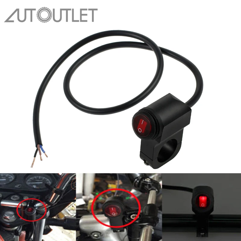 

AUTOUTLET 12V Motorcycle ATV Handlebar Headlight Fog Spot light On Off Switch Waterproof Headlight Spotlight Switch Indicator